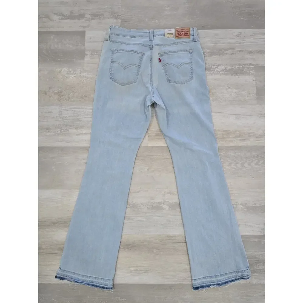 Levi's 725 High Rise Bootcut Jeans Women's NWT Size 32 Light Wash Frayed Raw Hem